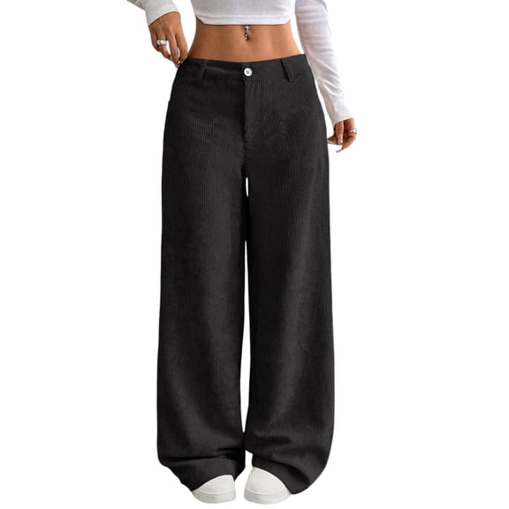 Hogleaql Womens Casual High Waisted Soft Straight Leg Baggy Lounge Sweatpants Retro Loose Fit Winter Fashion Trousers with Pockets Black M