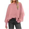 thumbnail image 1 of Hogleaql Womens Crew Neck Oversized Sweaters Batwing Long Sleeve Knit Fall Winter Comfortable Jumper Tops Dressy Insulated Loose Pullover Solid Sweater Pink M, 1 of 6