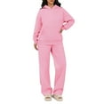thumbnail image 1 of Hogleaql Womens Hoodie Sweatsuit 2 Piece Solid Color Sweat Hoodie Jogging Athletic Pant Set Casual Winter Suits with Pockets Pink L, 1 of 5
