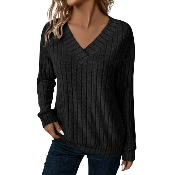 Hogleaql Womens Plus Size Blouses Long Sleeve Cozy Crew Neck Tunic Tops Button Trendy Casual Loose Fit Pullover Black S