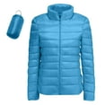 thumbnail image 1 of Hogleaql Womens Plus Size Lightweight Puffer Jacket, Cozy Long Sleeve Full Zip Stand Collar Quilted Coat Thermal Windbreaker Puffy Jacket with Pockets Fall Winter Outerwear Blue XL, 1 of 4