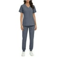 thumbnail image 1 of Hogleaql Womens Scrub Sets V-Neck Short Sleeve Jogger Suit with Multi Pockets Nurse Tops & Cargo Pant Medical Nursing Uniform Casual Workwear Scrub Sets Gray L, 1 of 9