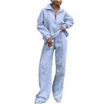thumbnail image 1 of Hogleaql Womens Sweatsuits Sets Lounge Half Zip Long Sleeve Sweatshirt Wide Leg Sweatpants Tracksuit with Pockets Solid Color Loose Dressy 2025 Winter Outfits Light Gray L, 1 of 4