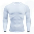 thumbnail image 1 of Hogleaql Workout Shirts for Men Thin Sweat Running Crew Neck Quick Dry Long Sleeve Undershirt Gym Base Layer Tops Sport Athletic Fitness Muscle T-Shirts White XL, 1 of 3