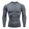thumbnail image 1 of Hogleaql Workout Shirts for Men Thin Sweat Workout Crew Neck Cool Dry Long Sleeve Undershirt Gym Base Layer Tops Sport Athletic Slim Fit Muscle T-Shirts Gray L, 1 of 3