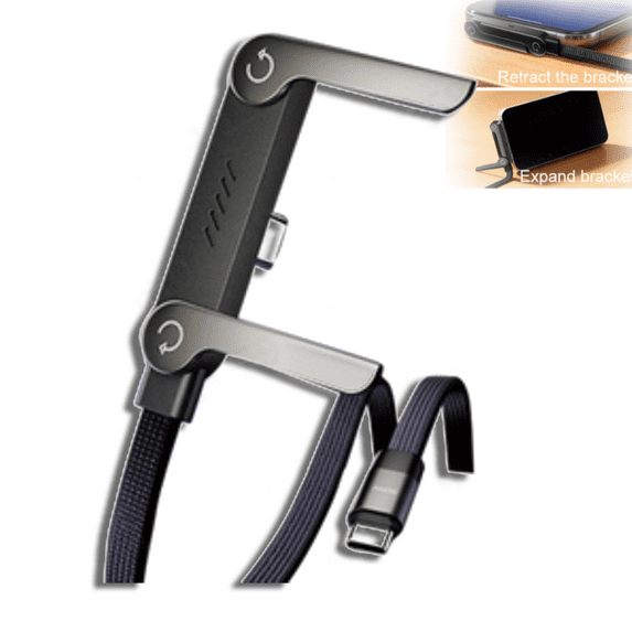 Hogloyecr 240W USB-C Charge Cable,4 in 1 Charging Cable with Foldable Phone Holder,90°Elbow Design, Adjustable Stand,Fast Charging Supports Laptop/Tablet/Phone Charging & Data C(TypeC-TypeC)