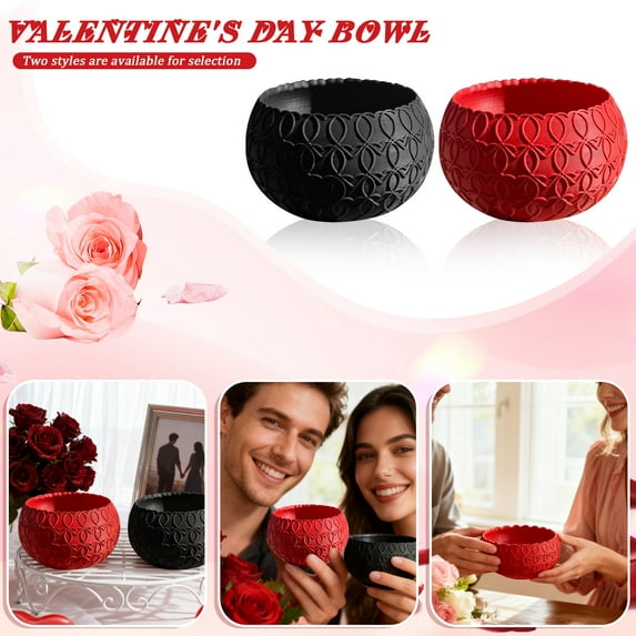 Hogloyecr Candy Bowl | Valentine's Day Flower Vase - Heart Pattern Buffet Containers | for Home Living Room Kitchen Restaurant Holiday Party Gathering Black