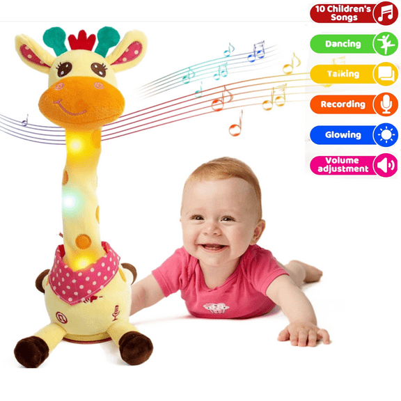 Hogloyecr Talking Giraffe Toys for Bed| Dancing Giraffe Light Up Toys| Repeat What You Say Giraffe Gifts| Crab Plush Stuffer Animal Toys for Birthday Kids Toys 1PC