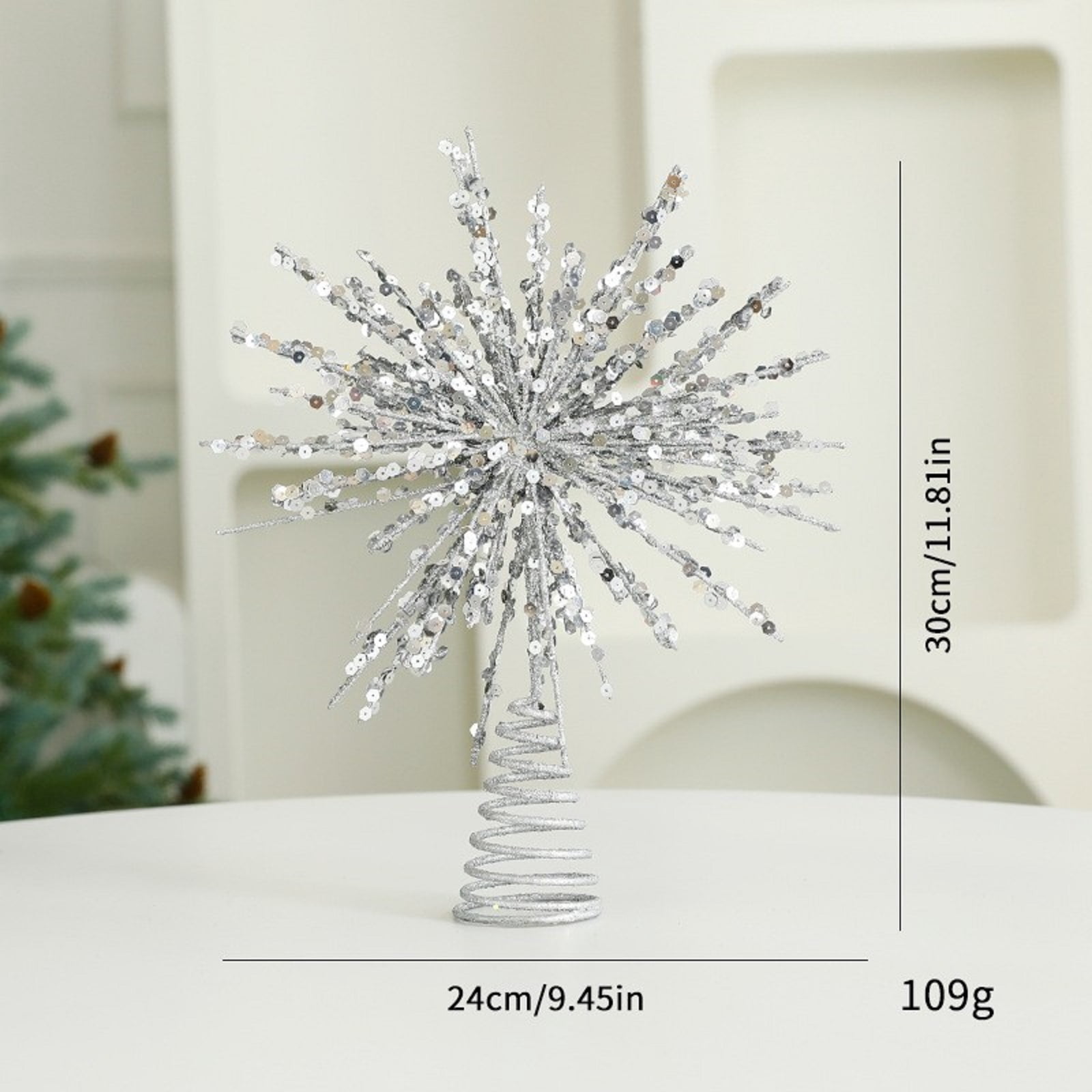 Tree Topper Burst Hogloyecr Large Christmas Starburst Tree Topper with LED Lights Glitter ...