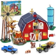 HogoKids Farm Barn Building Set with LED &ndash; 1405 PCS Western Farm House, Windmill, Tractor, Animals, and More, Construction Toy for Ages 10+