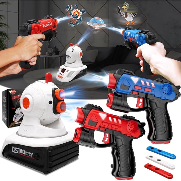TERRAMUS Infrared Laser Tag Set with Projector - 2 Player Mini Laser Tag Guns, Multi-Mode Laser Gaming, Indoor & Outdoor Fun, Ages 3-6+
