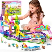 TERRAMUS Friends Roller Coaster Building Set, 695Pcs Fairground Amusement Park Castle Kit, Creative Toys for Kids Girls Boys Ages 6+