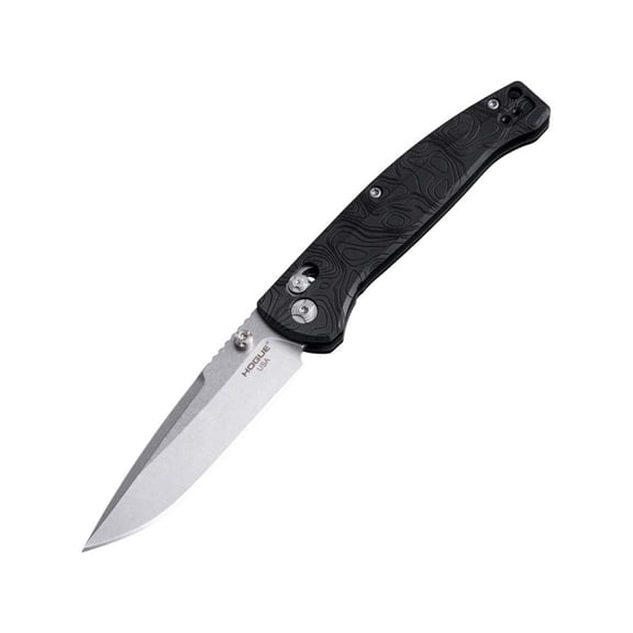 Hogue Mysto Folding Knife, 3.4in, CPM MagnaCut Stainless Steel, Drop Point, Richlite Black Diamond Handle, Metal