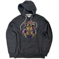 thumbnail image 1 of Hogwarts Floral Foliage Crest Unisex Adult Slim Fit Pull-Over Heather Hoodie, Charcoal, Large, 1 of 5