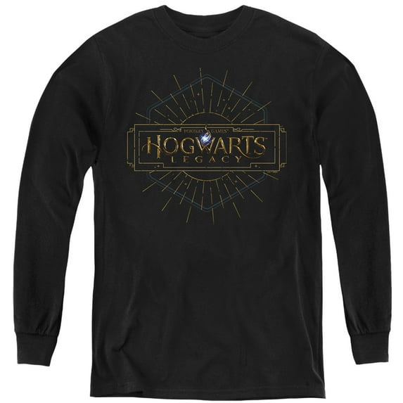 Hogwarts Legacy Full Color Logo Kids Long Sleeve T Shirt (X-Large) for Youth Boys and Girls, Black