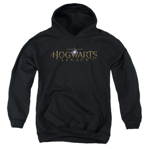 Hogwarts Legacy Logo Kids Pull-Over Hoodie (X-Large) for Youth Boys and Girls, Black