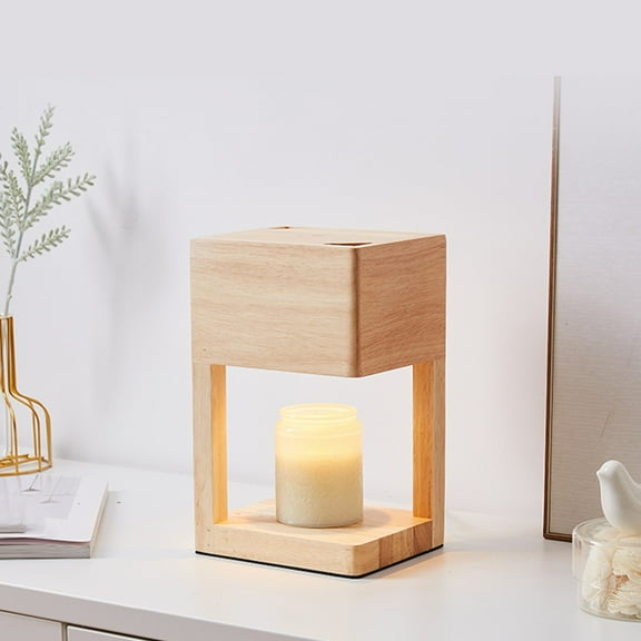 Lulshou Hohaski Aromatherapy Lamp Melting Wax Candle Warmer Lamp Bedroom Bedside Decoration Wood Warm Light Home Decor Collection