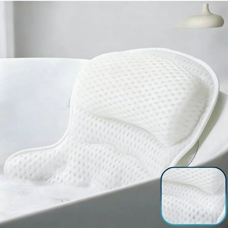 Hohaski Bath Pillow for Tub with Suction Cups 4D Mesh Bathtub Spa Pillow for Neck Head Back Support Quickly Dry Comfortable