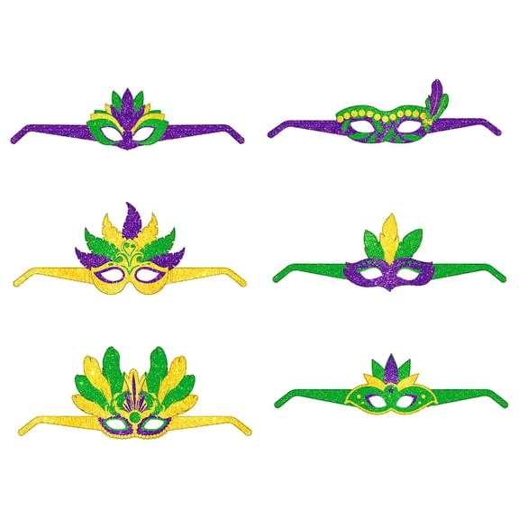 Hohaski Brazilian Carnival Carnival Mask Glasses Decoration Brazilian Carnival Glasses Set of 6