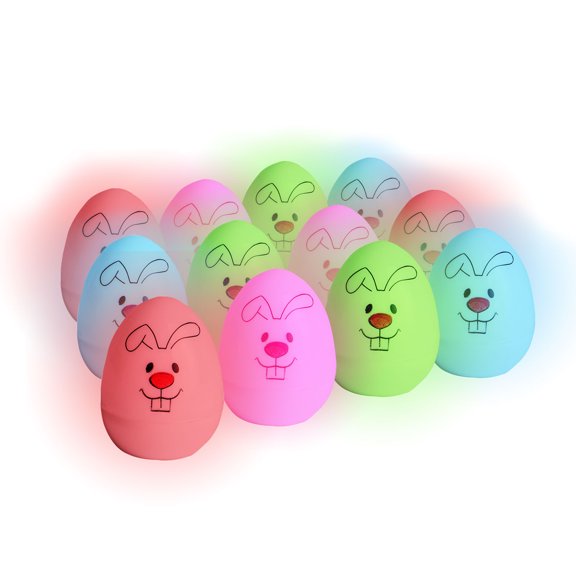 Hohaski Easter Decorations-12pcs Easter Eggs LED Lights Fillable 4-Color Glow Eggs Night Light Battery Operated for Easter Basket Stuff Hunt Game Party Favors