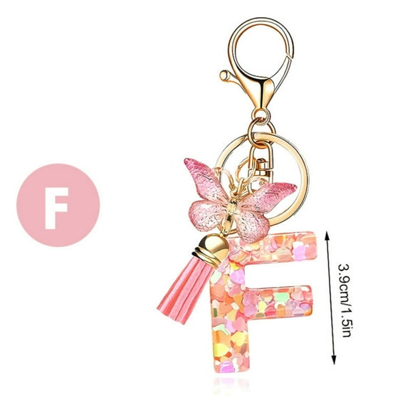 Hohaski Fashion 26-Letter Key Chain Pendant - Elegant Butterfly Tassel Key Chain, Multi-Functional Use for Stylish Organization!