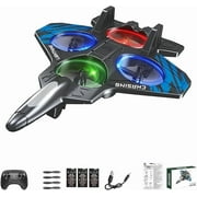 Hohaski Foam Remote Control Fighter Airplane with 360 LED Lights RC Stunt Fighter Jet Toy Plane with Auto Hover Drop