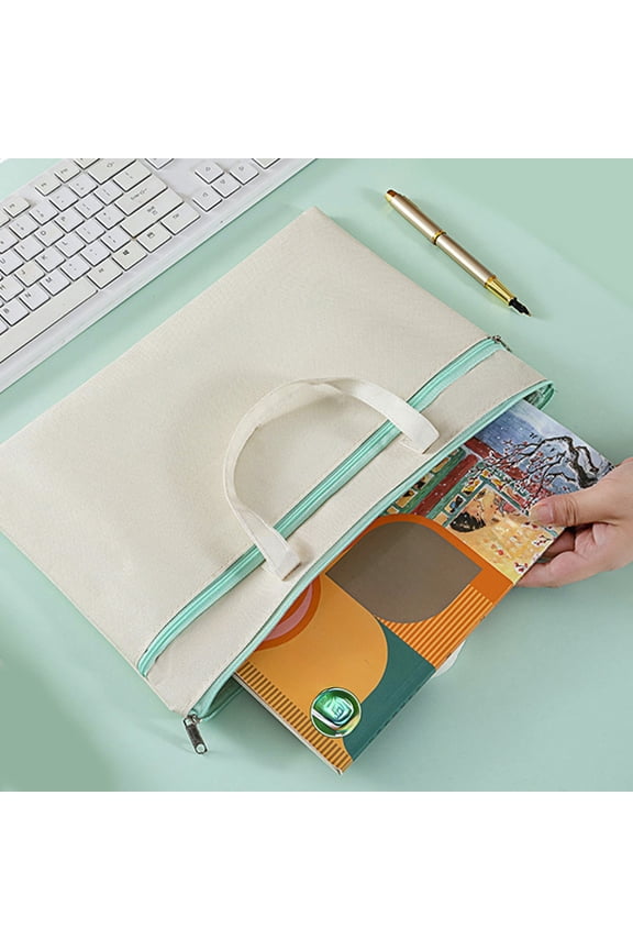 Foldable bags Zipper Pouch Large Double Pocket Waterproof File Bag with Handle A4 Size Foldable Document Storage Document Holders for Travel office for Space Saving