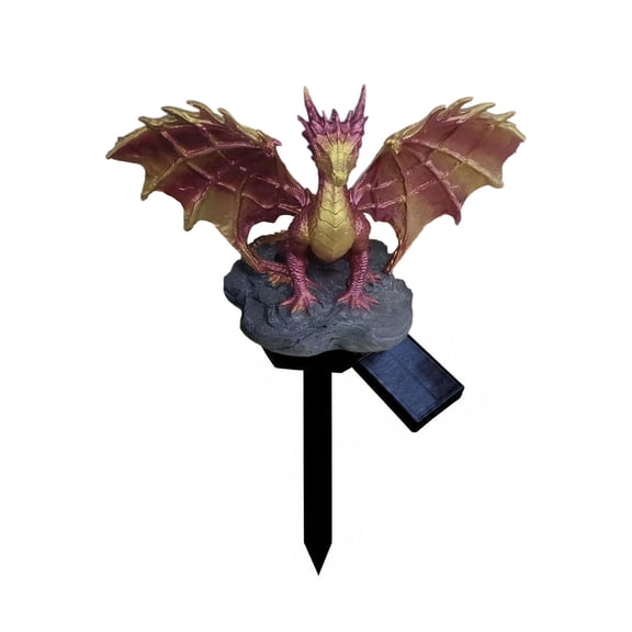 Hohaski Garden Resin Statue Ground Stake, Solar Garden Figurine Light, Medieval Gargoyle Outdoor Landscape Lighting, Halloween Dragon Decor.
