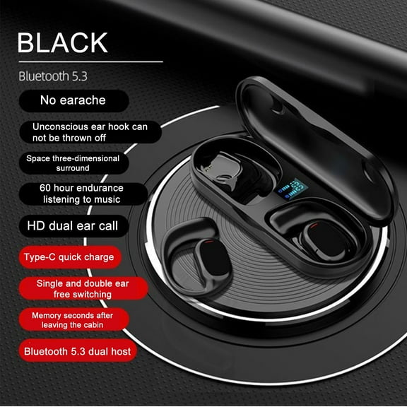 Feledorashia Hohaski Hi TWS Headphones Not In-ear JS270 with Ear Hooks for Training Sport Digital Display Bluetooth 5.3 Home Decor Collection