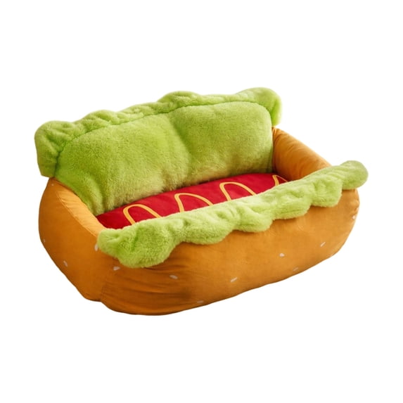 Hohaski Hot Dog Dog Bed,Hot Dog Pet Bed,Small Bun Dogs and Cats Bed with Non-Slip Bottom Removable Washable for All Pets