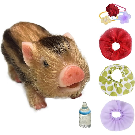 Lulshou Hohaski Lifelike Mini Pig Doll Soft Mini Realistic Newborn Cute Realistic Toddler Pig Toy Home Decor Collection