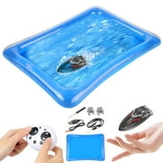 Hohaski Mini RC Boats forRemote Control Boats with LED Lights 2.4G RC Rechargeable Boats with Inflatable Swimming Pool Remote Control Boat Toy for PoolRC Boat
