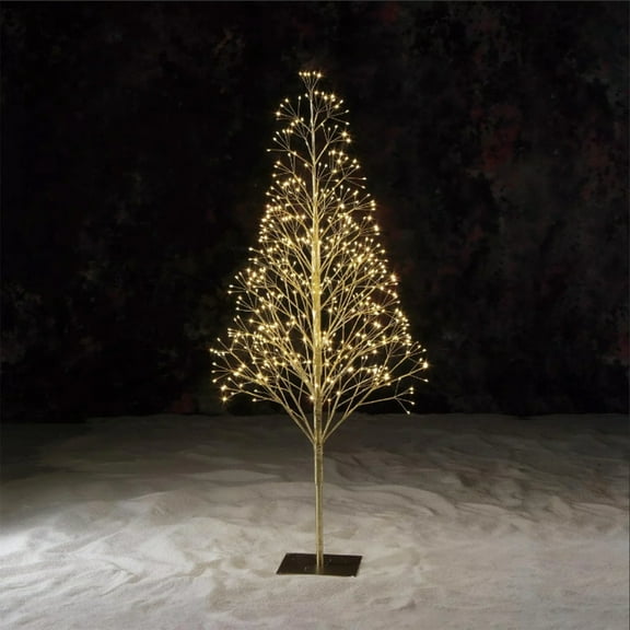 Hohaski Pre Lit Starburst Gold Artificial Christmas Tree with Warm White Twinkling LED Lights Holiday Decor