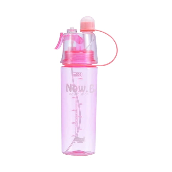 Hohaski Sports Outdoor Spray Water Bottle, Easy to Carry Water Cup 600ml, Squeeze Water Bottle with Mist Spray for Cooling