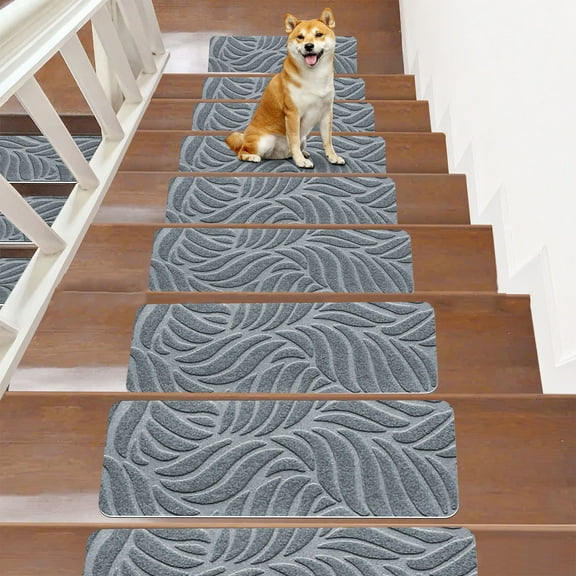 Hohaski Stair Mats No Slip Carpet Stair Treads Non-Slippery Rug Slip Resistive Indoor Runner for Elders and Pet with Reusable Adhesive Easy To Clean