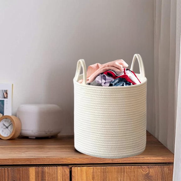 Hohaski Feledorashia Storage Basket Cottons Rope Woven Snack Toy Handle Storage Basket Ovals Storage Basket Handle Basket