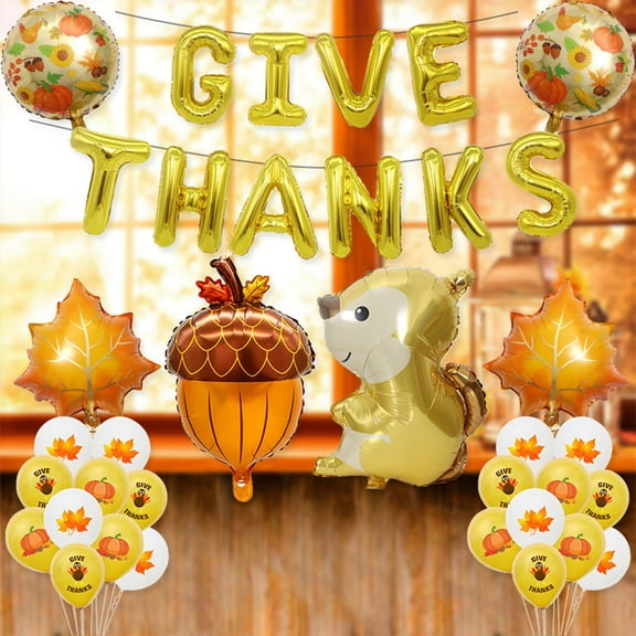 Hohaski Thanksgiving Balloons Thanksgiving theme Decoration Layout Squirrels Pinecone Maple Leaf Balloons Set