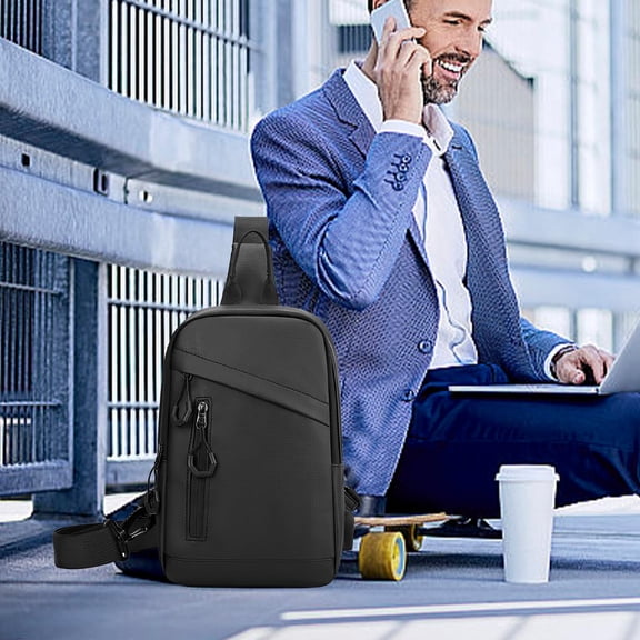 Hohaski Tote Bag with Compartments Men's Chest Bag Fashionable and Waterproof Crossbody Bag Casual Sports Shoulder Bag Small Bag Outdoor Commuting Backpack Adjustable Strap