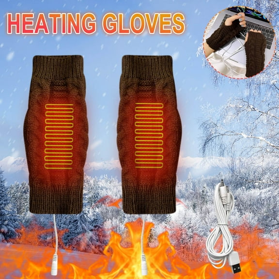 Hohaski USB Heated Gloves Heated Mittens Women Winter Warm Double-sided Heating Full Hands USB Rechargeable Gloves