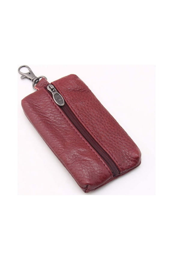 Unisex Leather Key Case Wallet Pouch Bag Keychain with Key Zipper