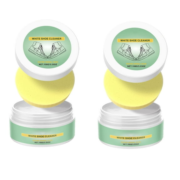 Hohaski White Shoe Cleaning Cream with Yellow Sponge Wipe Leather Shoes Leather Bags No Wash Cleaning Artifact White Shoe Cleaner Cream for Leather Shoes Bags