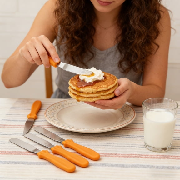 Hohaski Portable Fruit Knife Three-Piece Set Creaming Spatula Cake Release Knife Piping Straight Curved Squeegees Smoothing Knife Baking Set Pizza Cutter