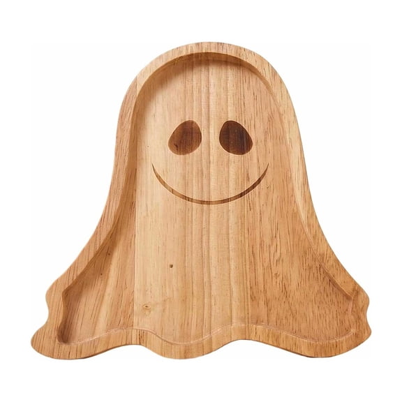 HohaskiHalloween Ghost Wooden Serving Tray,Fall Party Platter For Snacks Appetizers,Rustic Table Decor For Thanksgiving Home Entertaining