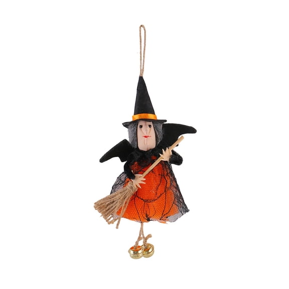 HohaskiHalloween Witch Broom Bell Pendant,Spooky Ceiling Hanging Decor For Haunted House Party And Gothic Home Decoration