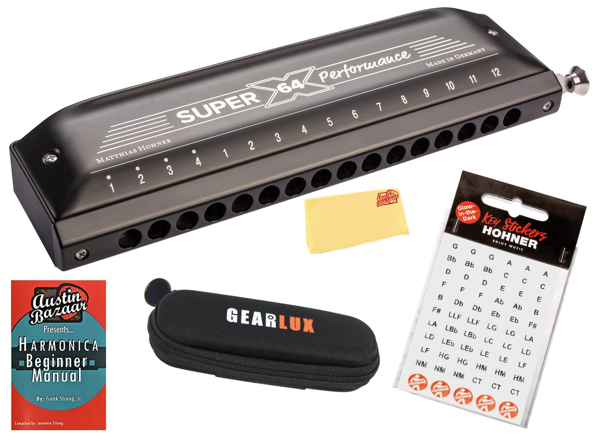 Hohner Super 64X Harmonica - Key of C w/ Key Stickers - Walmart.com