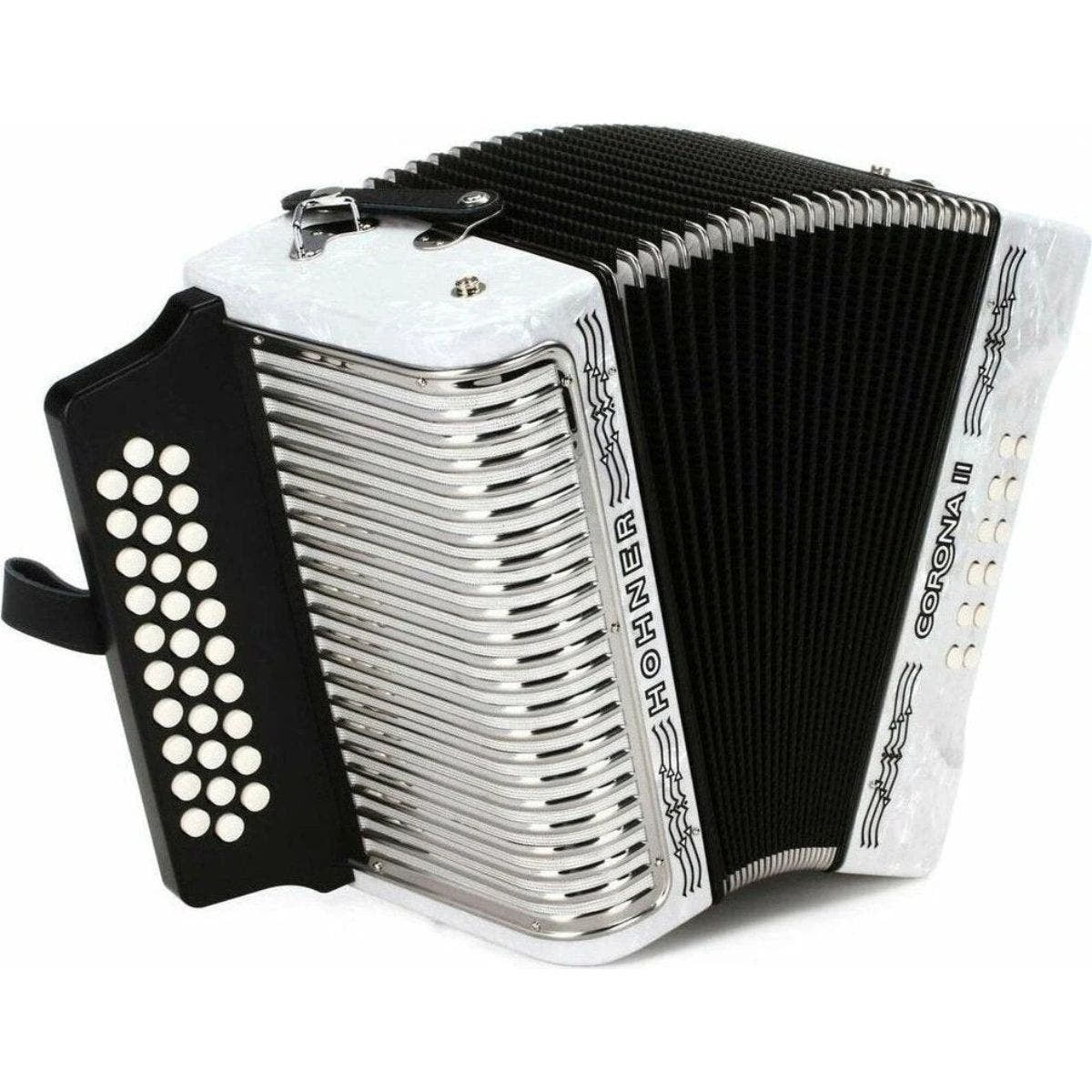 Hohner 3500FW Corona II Diatonic Accordion (FBEb Keys, Pearl White)