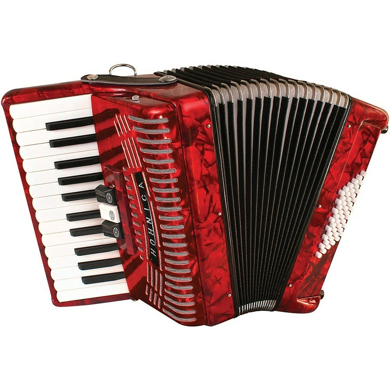 Hohner 48 Bass Button Entry Level Piano Accordion, Red for