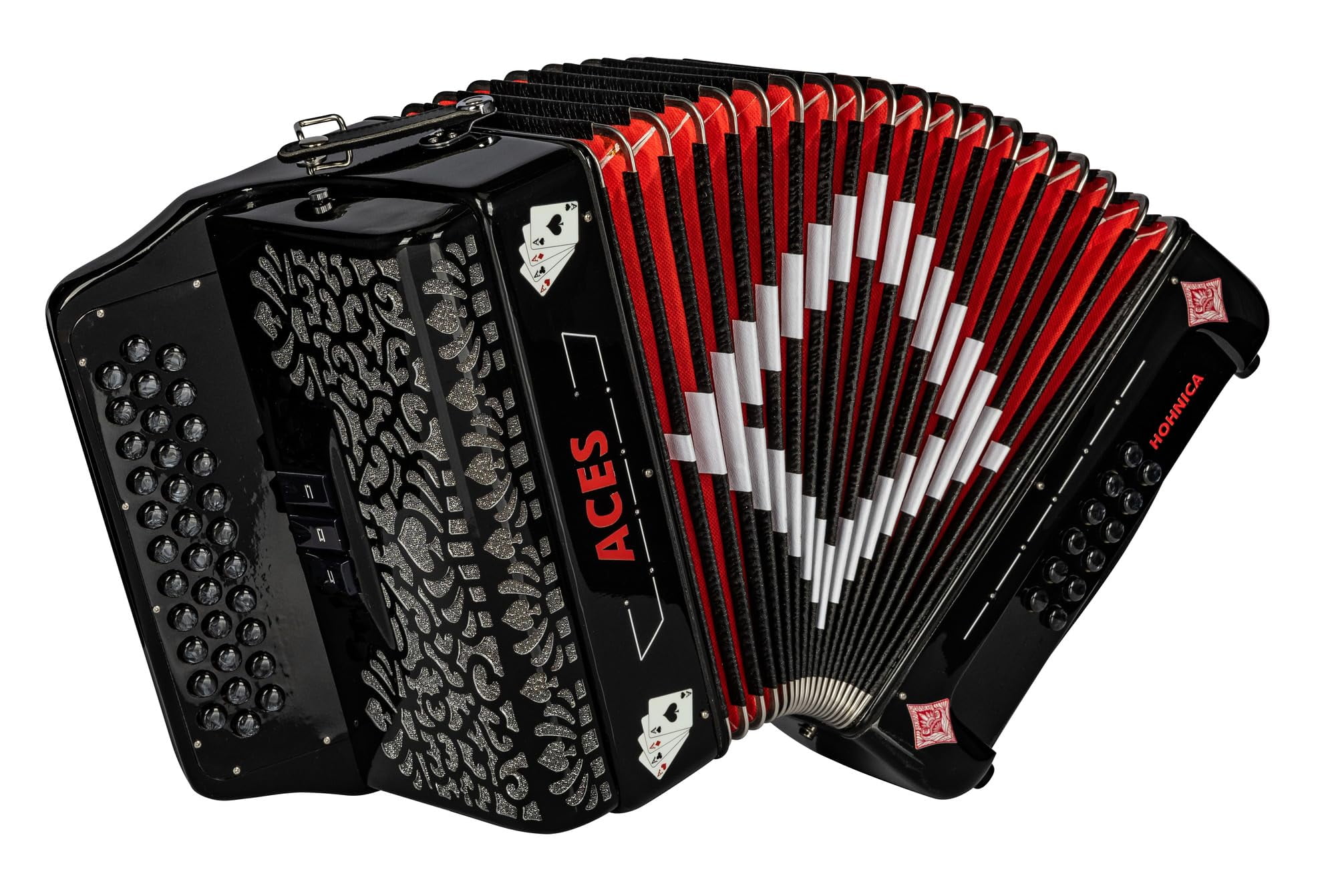 Hohner ACES II 34-Button Accordion with 3 Registers, Black, GCF