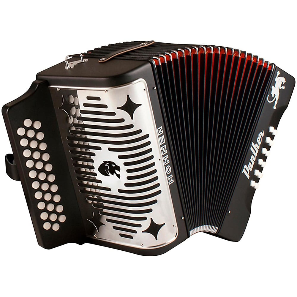 Hohner Panther Diatonic Accordion - Keys of F/Bb/Eb - Black