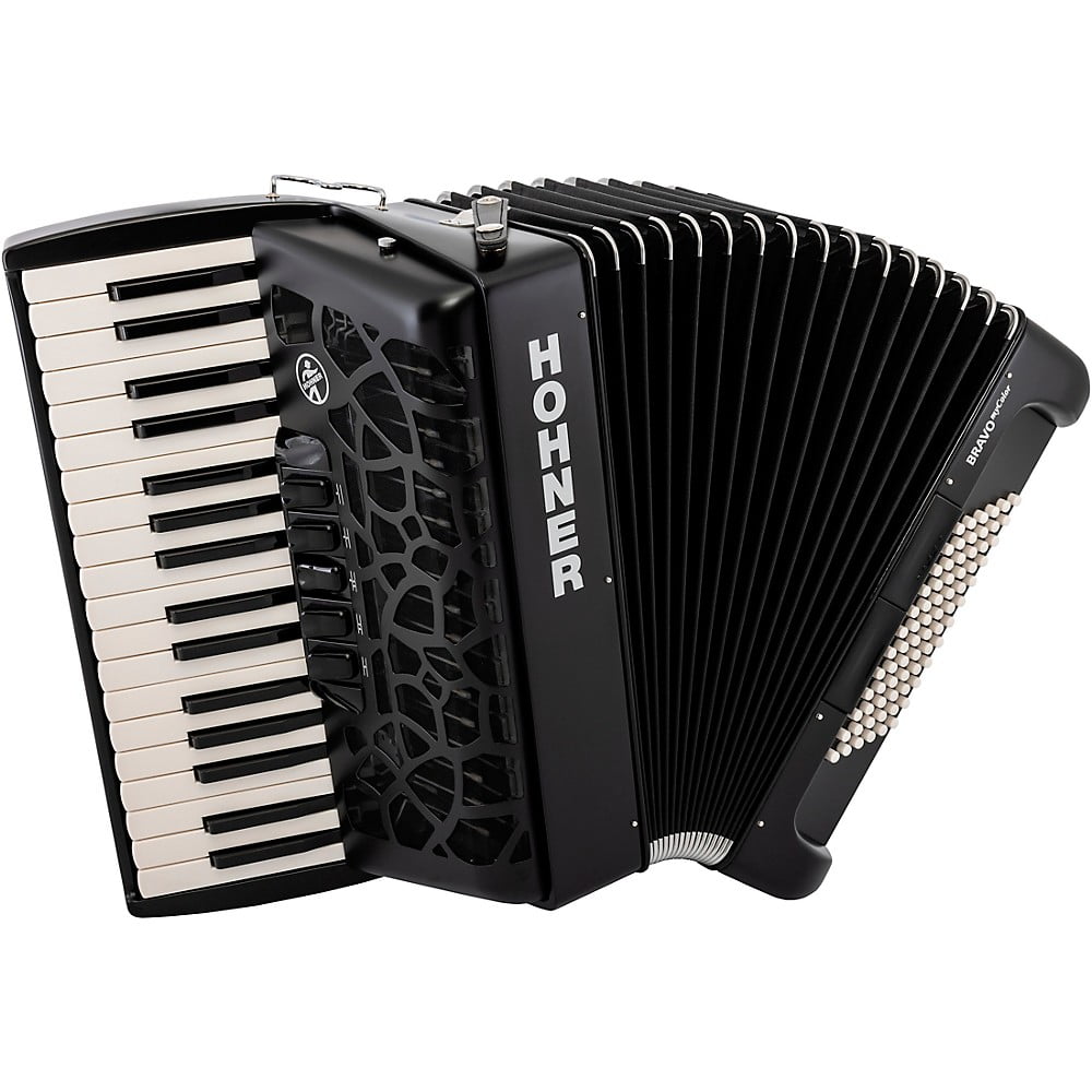Hohner BRAVO MyColor III 72 Lightweight Chromatic Piano Key Accordion with Gig Bag and Adjustable Strap (Night - Jet Black)